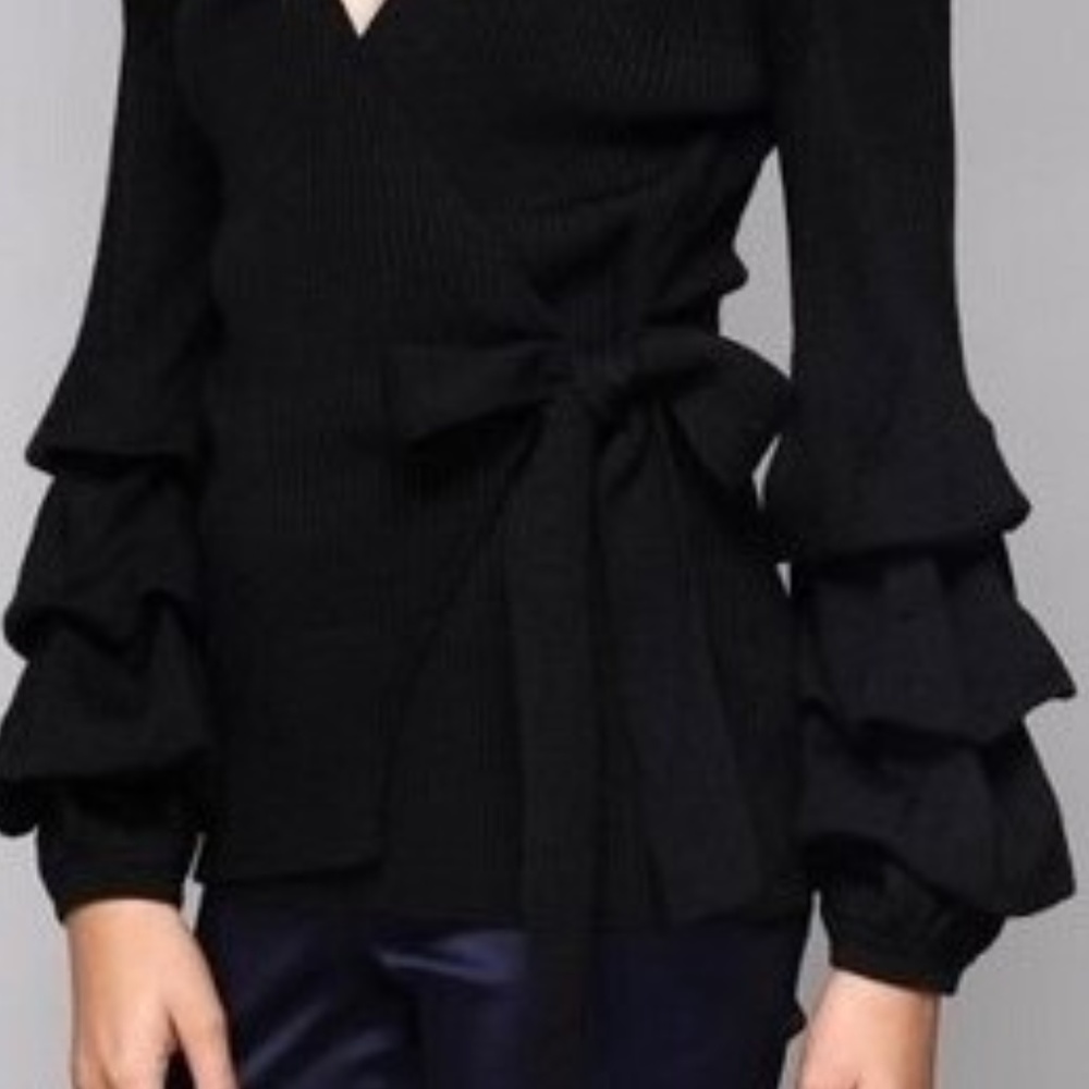 SURPLICE RUFFLED SWEATER - Picture 5 of 7